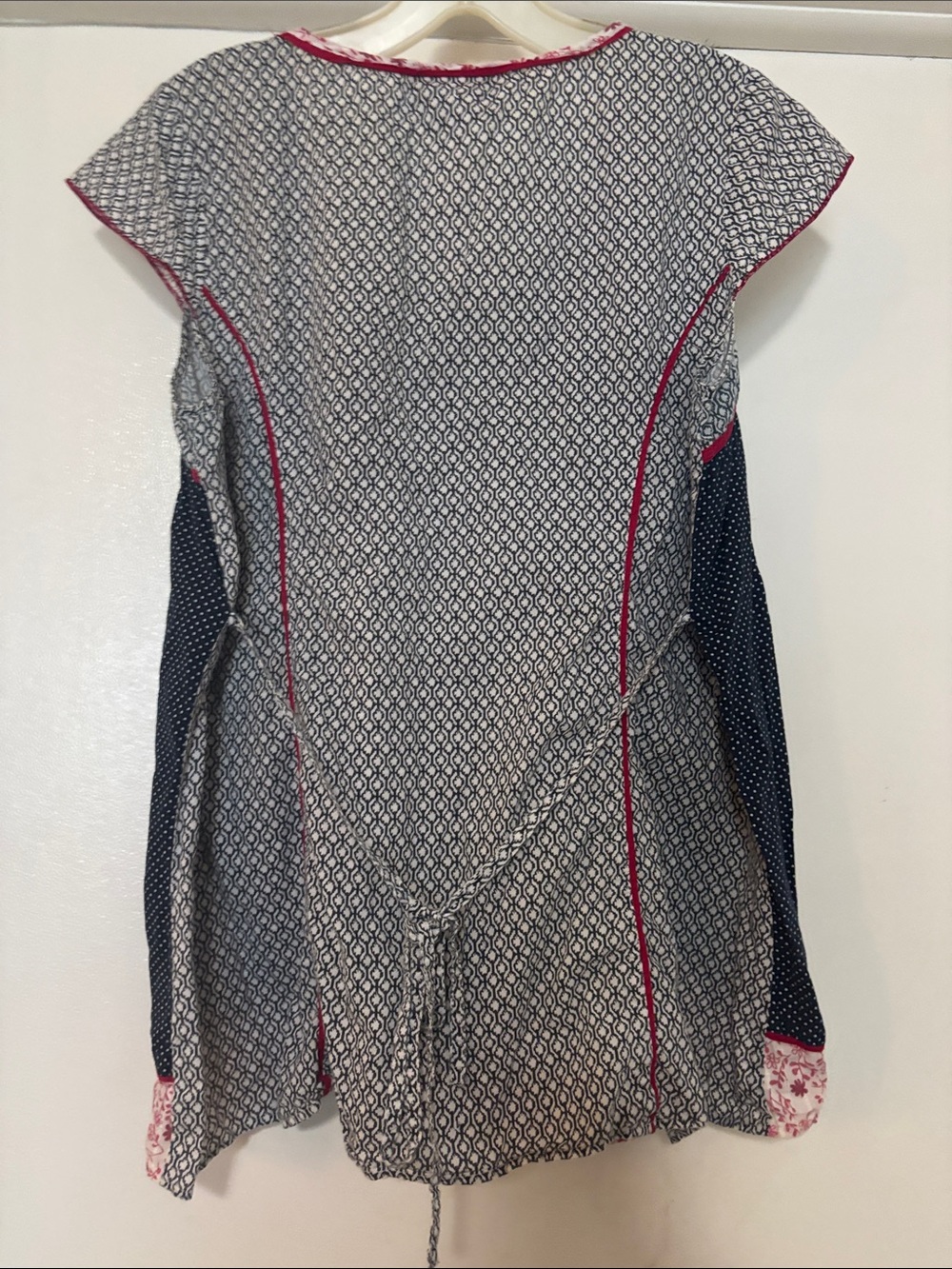 Oh! Mamma Navy, White & Pink Mixed-Print Babydoll Tunic - Picture 7 of 7